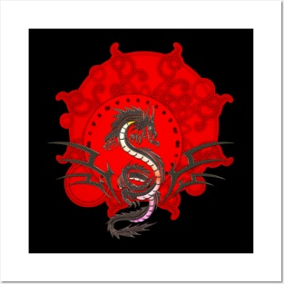 Chinese dragon on vintage background Posters and Art